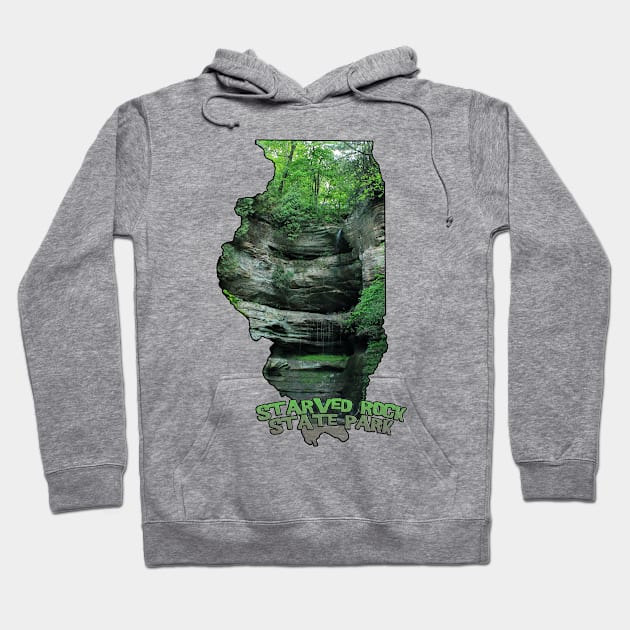 Illinois State Outline (Starved Rock State Park) Hoodie by gorff